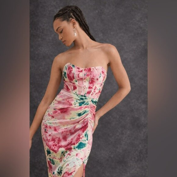 Anthropologie Floral Satin Dress - Picture 4 of 5